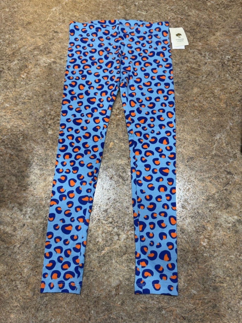 New Tucker + Tate Leopard Print Leggings Blue Orange Size 8